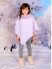 Kids Soft Faux Fur Poncho W/  Wave Pattern and Faux Fur Neckline (3-7 Years Old) 